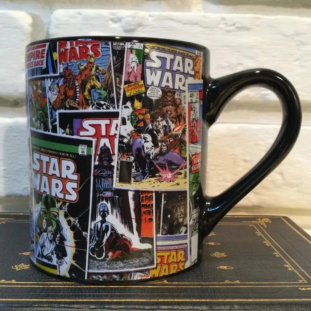 Star Wars Ceramic Mug Black Multi-Color Comic Book Design 14oz